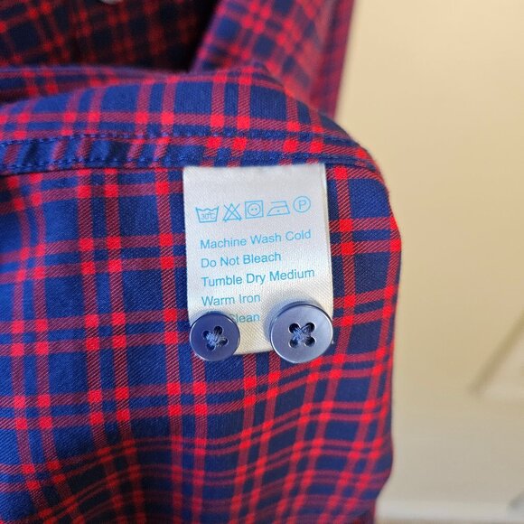 Twillory Shirt 16.5 34/35 Red Blue Navy Plaid - Picture 7 of 8